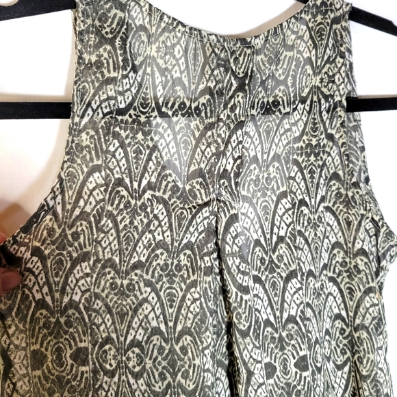 Converse One Star green sheer print sleeveless blouse Size XS - Picture 4 of 9